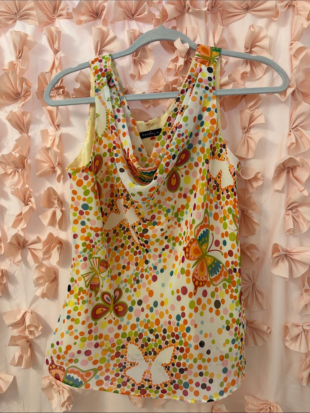 Womens Cream Multicolor Butterfly Shirt